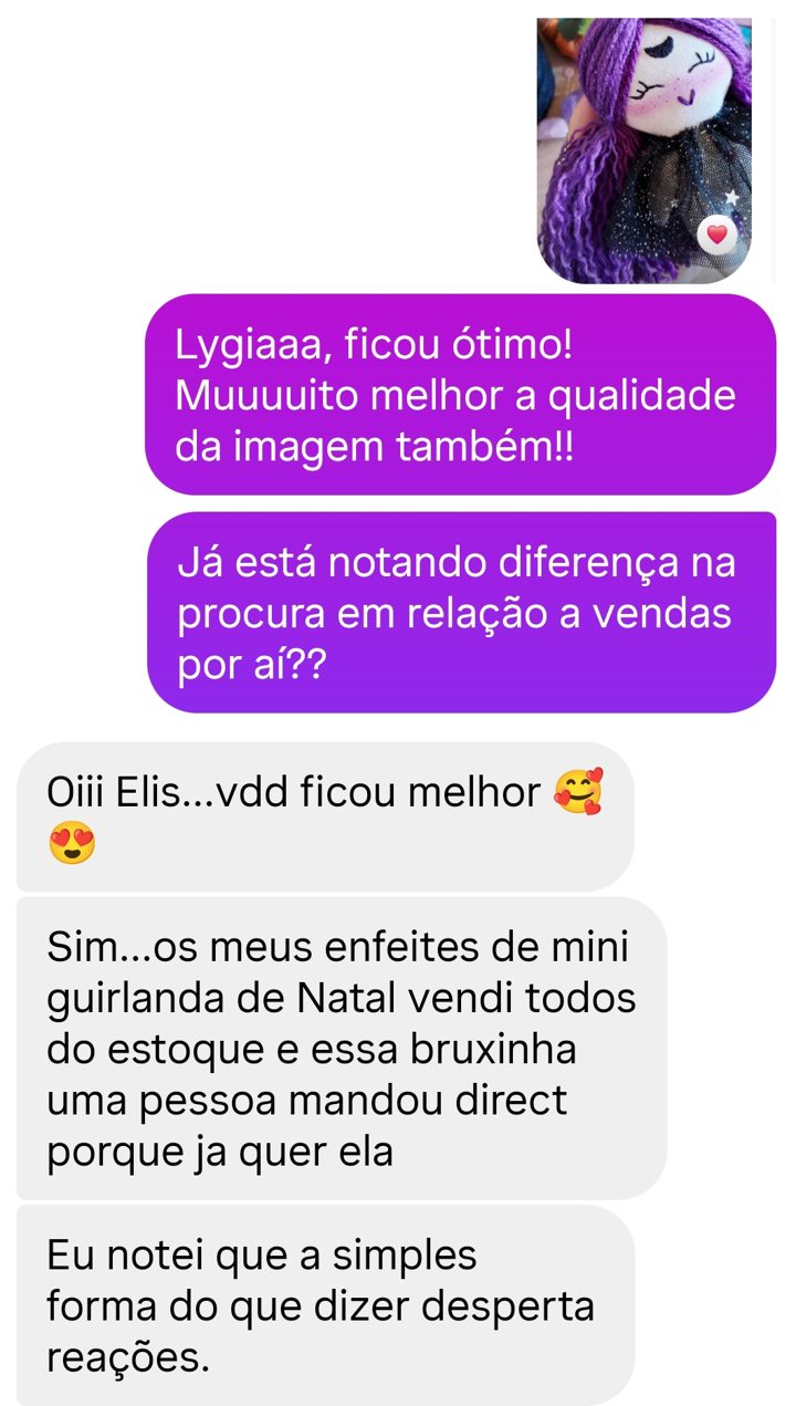 Mensagem da Lygia: vendeu todos os enfeites de mini guirlanda de Natal do estoque